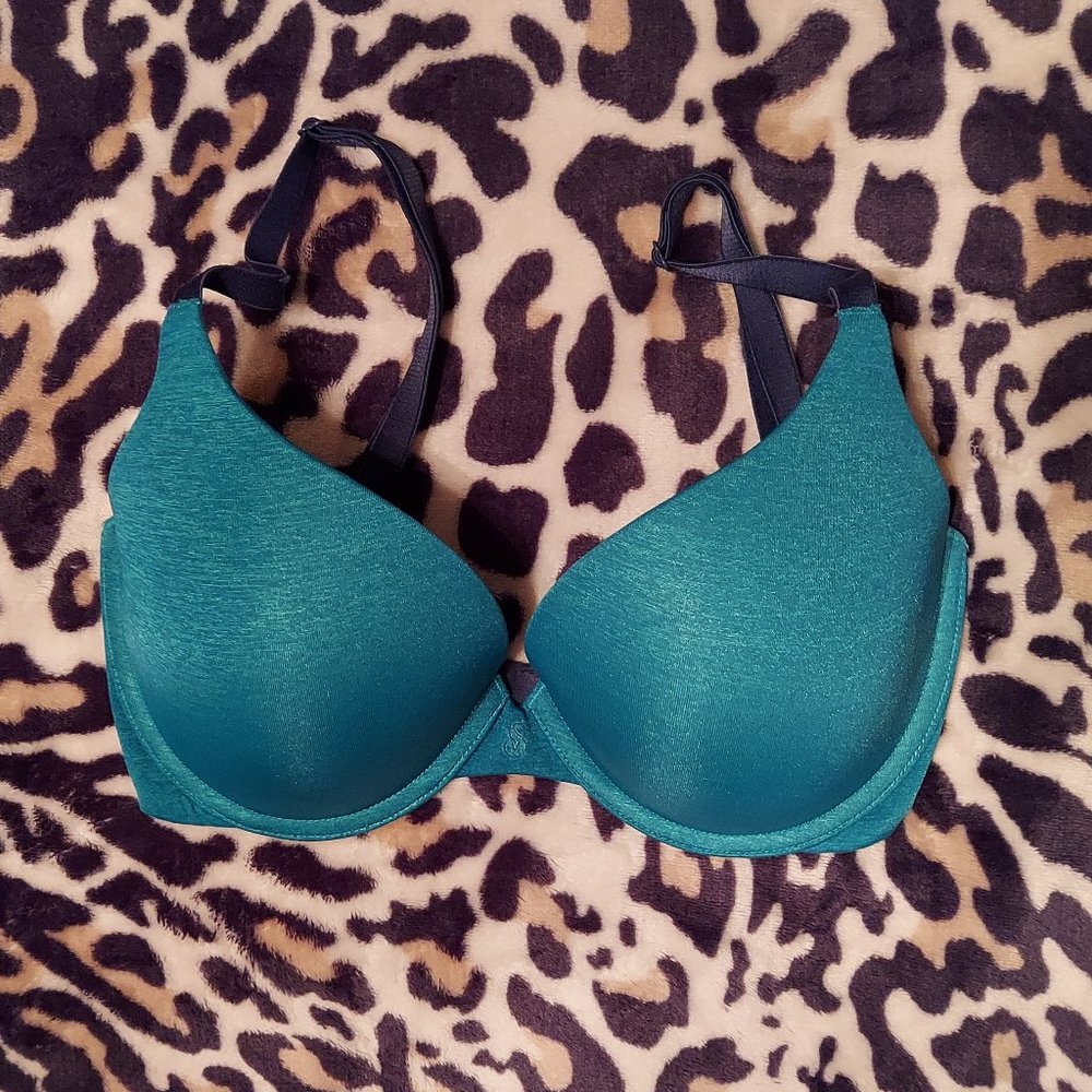 32DD Victoria's Secret Padded Perfect Coverage Multi-Way Straps Teal Bra